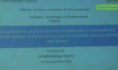 cap 1 6 Qualité de l'eau à Ouakara : Rodrigue Bicaba tire la sonnette d'alarme dans son mémoire